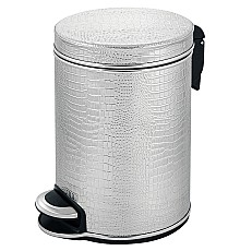 Ведро для мусора Geralis V-KHH-B​ Croco Серебро, кант Хром, 5 л
