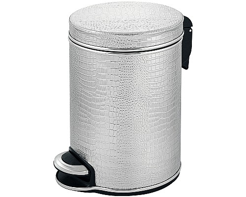Ведро для мусора Geralis V-KHH-B​ Croco Серебро, кант Хром, 5 л
