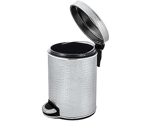 Ведро для мусора Geralis V-KHH-B​ Croco Серебро, кант Хром, 5 л