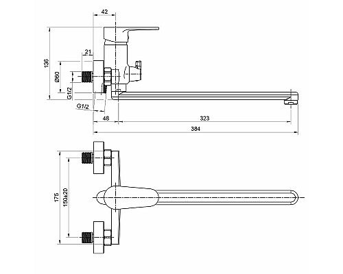 Смеситель для ванны WesnaArt Natur NAT07-320 универсальный Хром