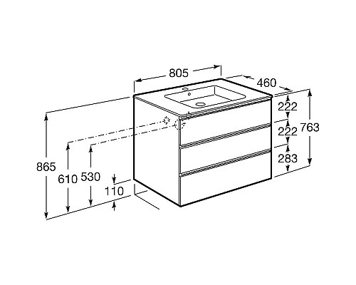 Тумба под раковину Roca The Gap 80 A857406402 подвесная Городской дуб