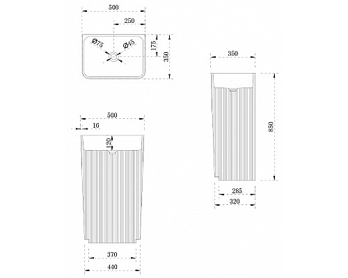 Раковина Abber Stein 50 AS2505-H Белая матовая