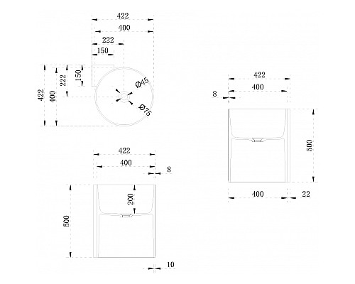 Раковина Abber Stein 42 AS2625 угловая Белая матовая