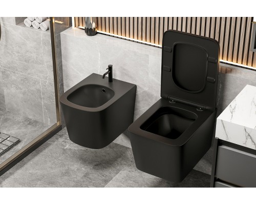 Биде Abber Rechteck AC1250MB подвесное Черное матовое