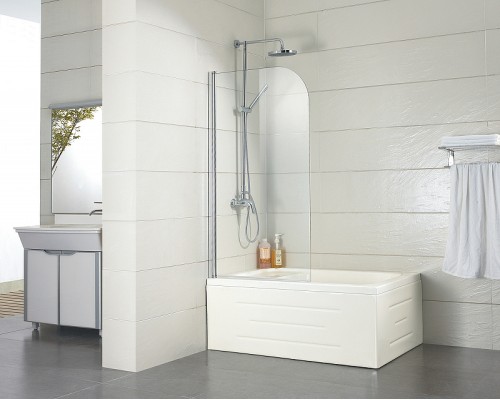 Шторка на ванну Azario Merrit 70 NF6211 700 профиль Серебро стекло прозрачное