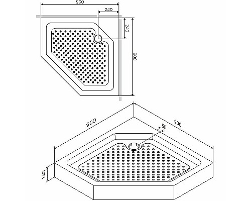 Акриловый поддон для душа AM.PM Gem 90х90 W90T-405-090WT Белый