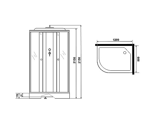 Душевая кабина Niagara Eco 120x80 R E120/80/13R/TN без гидромассажа
