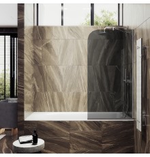Шторка на ванну Maybah Glass 600x1400 в узком профиле Хром матовый стекло графитовое