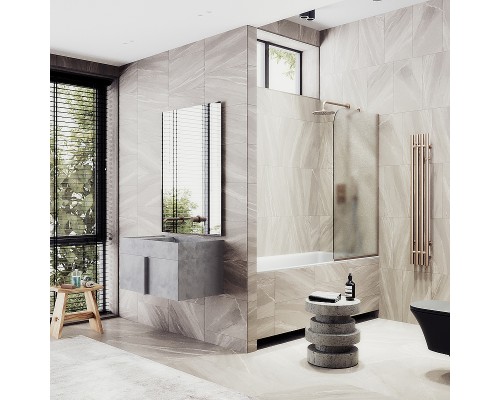 Шторка на ванну Maybah Glass MGV-90-2у 400x1400 в узком профиле Бронза стекло сатиновое