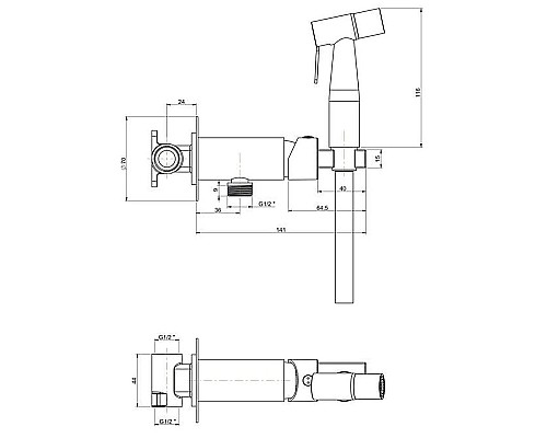 Гигиенический душ со смесителем Paini Castello Round CAPJ442R Брашированное золото