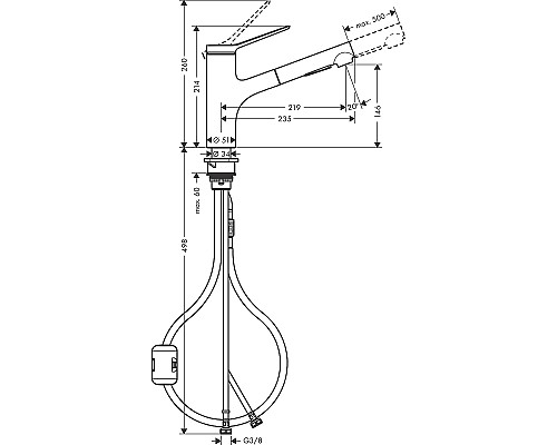 Смеситель для кухни Hansgrohe Zesis M33 2jet sBox lite 74803000 Хром