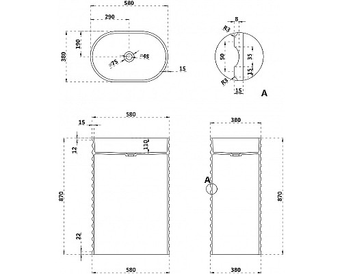 Раковина Abber Stein 58 AS2550 Белая матовая