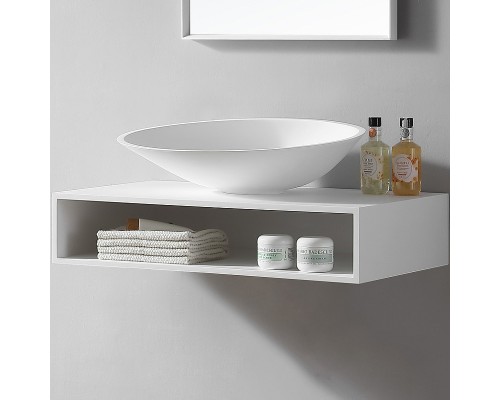 Тумба под раковину Abber Stein 80 AS1612 подвесная Белая матовая