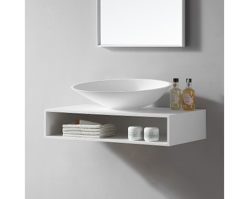 Тумба под раковину Abber Stein 80 AS1612 подвесная Белая матовая