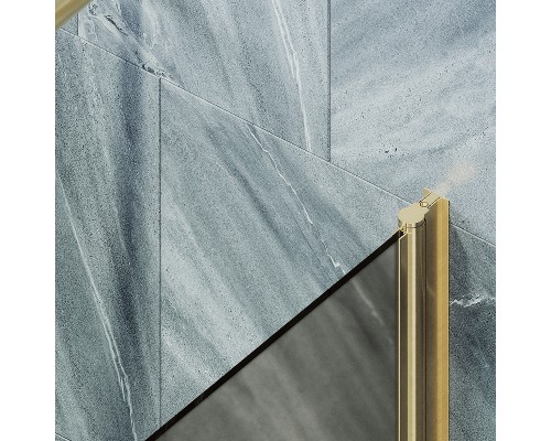 Шторка на ванну Maybah Glass MGV-602-3 400x1400 поворотная на монопетле Золото стекло бронзовое матовое