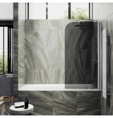 Шторка на ванну Maybah Glass 500x1400 поворотная на монопетле Белый стекло графитовое