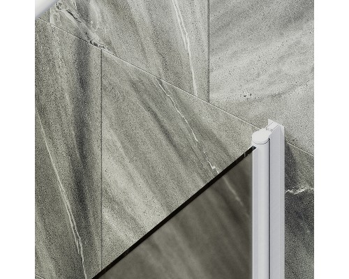 Шторка на ванну Maybah Glass MGV-625-1 800x1400 поворотная на монопетле Белый стекло бронзовое матовое