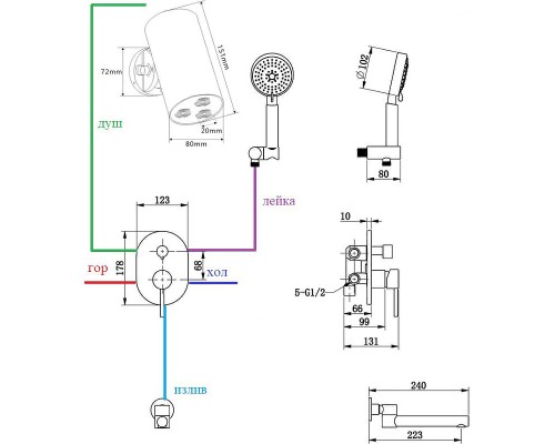 Душевая система Bronze de Luxe Scandi 14582-501C Хром