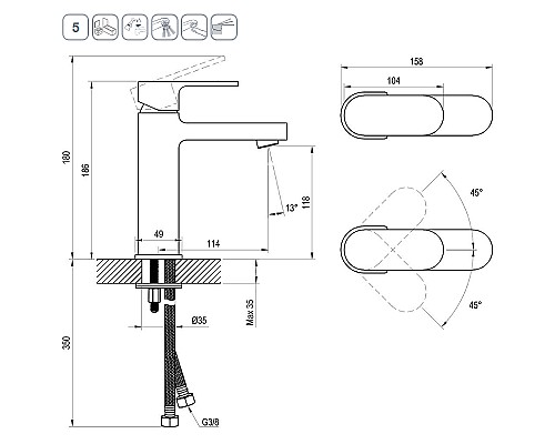 Смеситель для раковины Ravak Chrome CR 014.00CR X070191 Хром