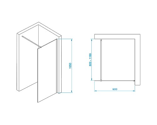 Душевая перегородка RGW Walk In WA-002W 60 35100206-15 профиль Белый стекло прозрачное
