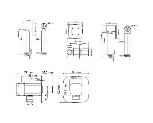Гигиенический душ со смесителем WasserKRAFT Saale A9551.328.243.232 Белый матовый