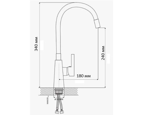 Смеситель для кухни D-Lin D155302-1 Хром Черный