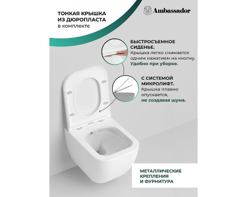 Унитаз Ambassador Forsa 243K19002RS подвесной с сиденьем Микролифт