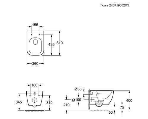 Унитаз Ambassador Forsa 243K19002RS подвесной с сиденьем Микролифт