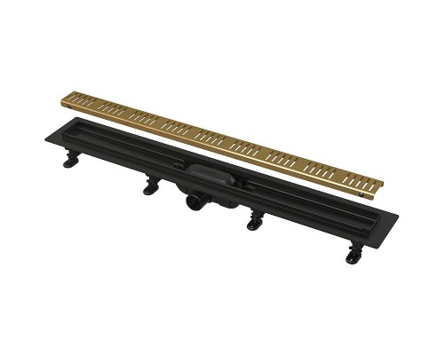 Душевой лоток Alcaplast Simple 75 APZ10BLACK-750BRASS с решеткой Золото