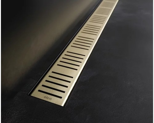 Душевой лоток Alcaplast Simple 75 APZ10BLACK-750BRASS с решеткой Золото