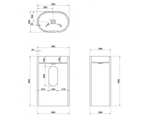 Раковина Abber Stein 58 AS2551-H Белая матовая