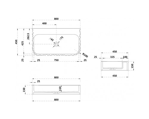 Раковина Abber Stein 80 AS2652-0.8 Белая матовая