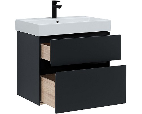 Тумба с раковиной Aquanet Бруклин 70 312876 подвесная Антрацит матовый