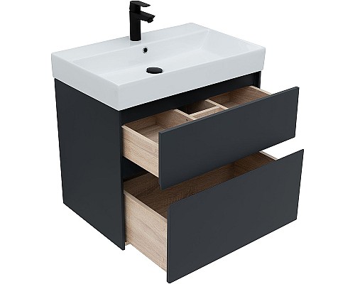 Тумба с раковиной Aquanet Бруклин 70 312876 подвесная Антрацит матовый