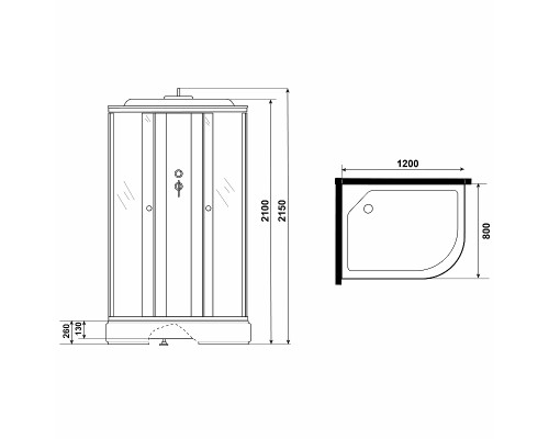 Душевая кабина Niagara Eco 120x80 L E120/80/26L/MT без гидромассажа