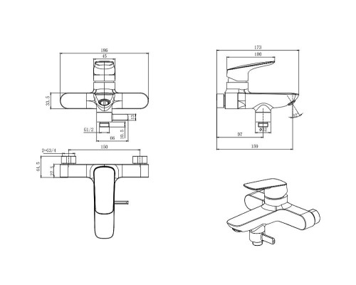 Комплект смесителей Aquatek Вега AQ1030CR Хром