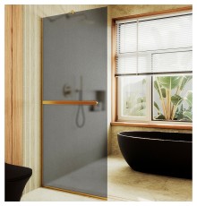 Душевая перегородка Maybah Glass 690x1950 в узком профиле Золото стекло графитовое матовое