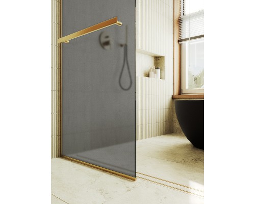 Душевая перегородка Maybah Glass MGD-724-3у 690x1950 в узком профиле Золото стекло графитовое матовое