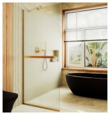 Душевая перегородка Maybah Glass 690x1950 в узком профиле Золото стекло сатиновое