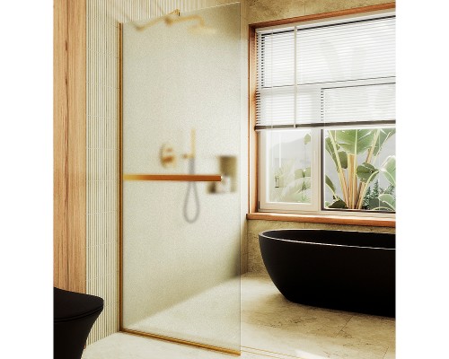 Душевая перегородка Maybah Glass MGD-725-3у 690x1950 в узком профиле Золото стекло сатиновое