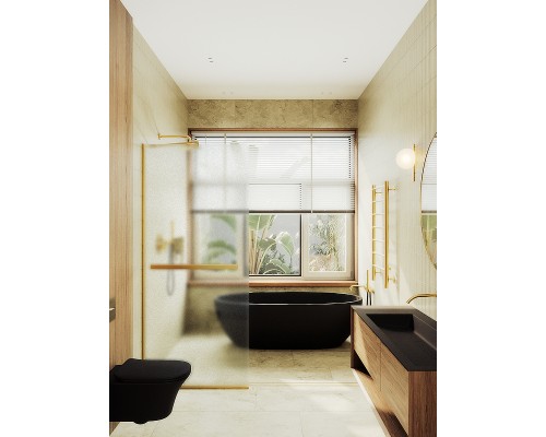 Душевая перегородка Maybah Glass MGD-725-3у 690x1950 в узком профиле Золото стекло сатиновое