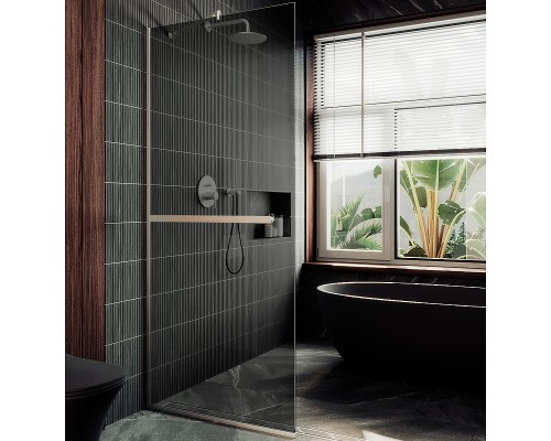 Душевая перегородка Maybah Glass MGD-711-5у 1090x1950 в узком профиле Хром матовый стекло графитовое