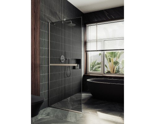 Душевая перегородка Maybah Glass MGD-711-5у 1090x1950 в узком профиле Хром матовый стекло графитовое