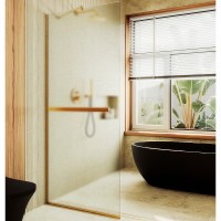 Душевая перегородка Maybah Glass 1090x1950 в узком профиле Золото стекло сатиновое