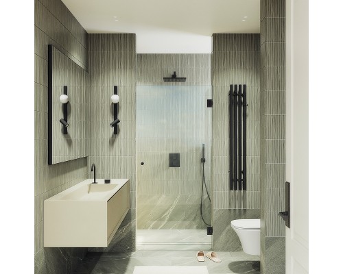 Душевая дверь Maybah Glass MGD-508-6 805x1950 на петлях Черный стекло прозрачное