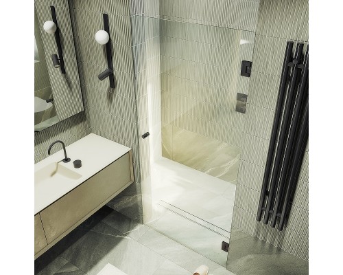 Душевая дверь Maybah Glass MGD-508-6 805x1950 на петлях Черный стекло прозрачное