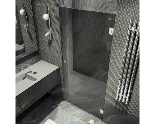 Душевая дверь Maybah Glass MGD-523-4 805x1950 на петлях Хром глянцевый стекло графитовое