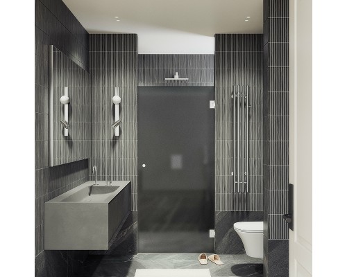 Душевая дверь Maybah Glass MGD-528-4 905x1950 на петлях Хром глянцевый стекло графитовое матовое