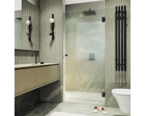 Душевая дверь Maybah Glass MGD-527-6 905x1950 на петлях Черный стекло сатиновое