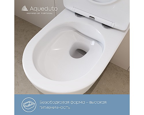 Комплект унитаза с инсталляцией Aqueduto Ovo AQDS019 с сиденьем Микролифт и Белой глянцевой клавишей смыва Комплект унитаза с инсталляцией Aqueduto Ovo AQDS019 с сиденьем Микролифт и Белой глянцевой клавишей смыва
